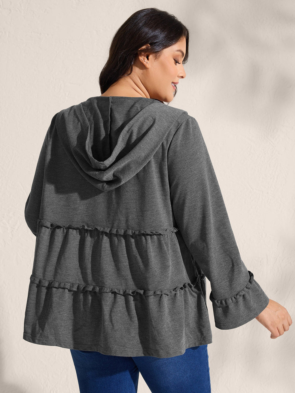 Tiered Ruffled Edges Pockets Jacket