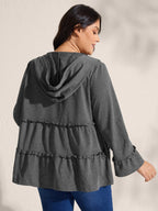 Tiered Ruffled Edges Pockets Jacket