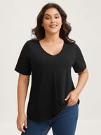 Cotton V Neck Plain Basic T-shirt