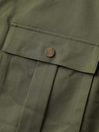 Lined Pockets Shirred Cuffs Zipper Jacket
