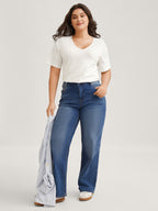 Cotton V Neck Plain Basic T-shirt