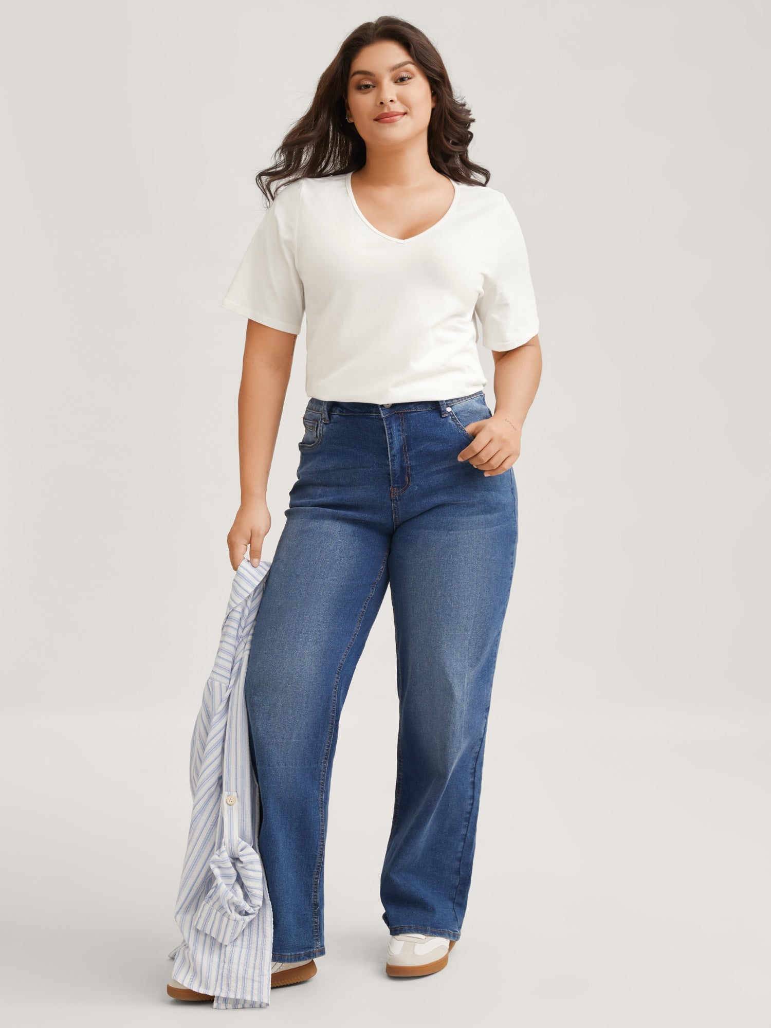 Cotton V Neck Plain Basic T-shirt