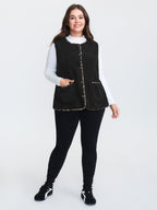 Faux Shearling Patchwork Leopard Edge Vest