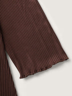 Ribbed Adjustable Drawstring Bodice Flared T-Shirt