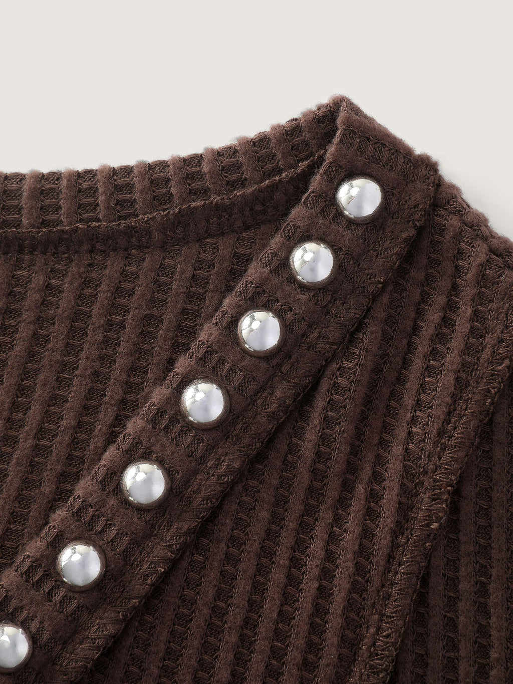Brushed Waffle Rivet Neckline Sweatshirt