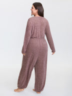 Elastic Waist Overlap Collar Lounge Jumpsuit