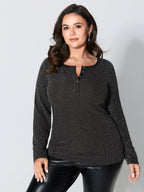 Luxe Feel Button Fitted T-Shirt