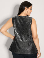 Shimmery Sequin V-Neck A-Line Tank Top