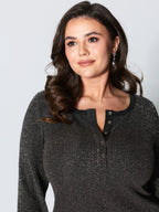 Luxe Feel Button Fitted T-Shirt