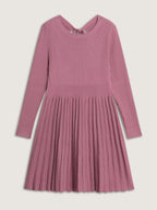 Ribbed Cinched-Waist Bowtie Sweater Dress