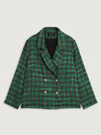 Tweed Plaid Double Button Jacket