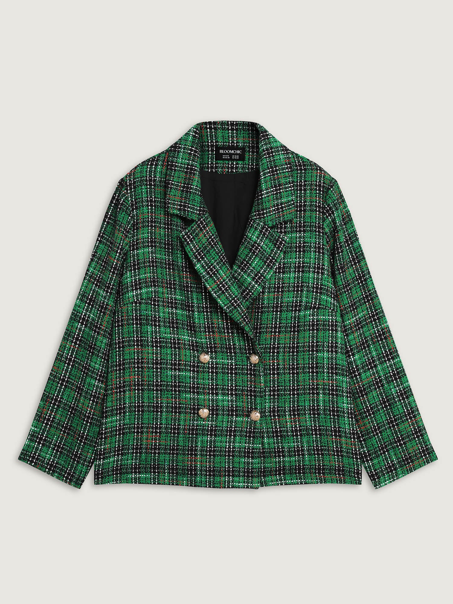 Tweed Plaid Double Button Jacket