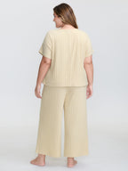 Stretchy Pit Strip Solid Loungewear Set