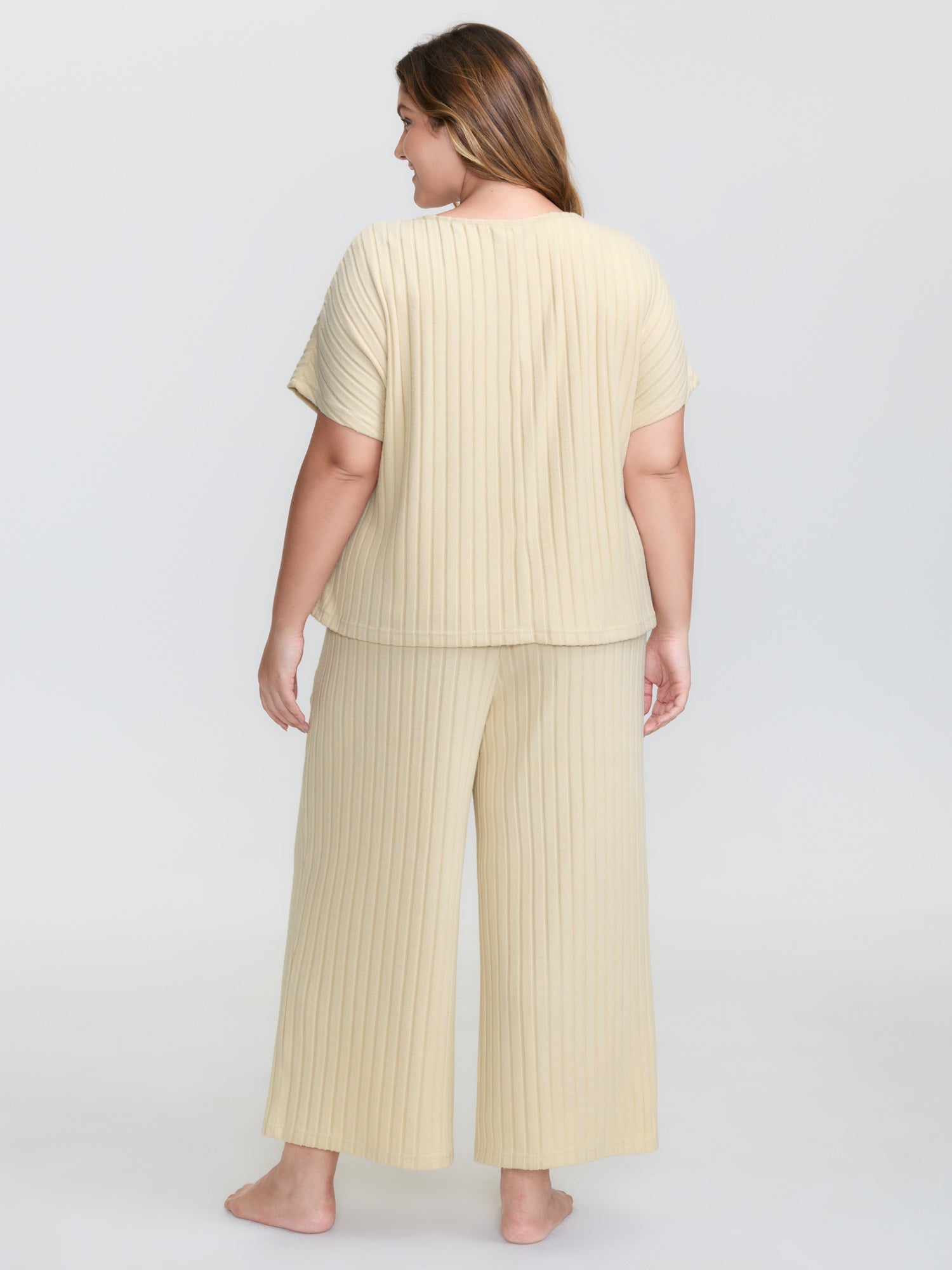 Stretchy Pit Strip Solid Loungewear Set