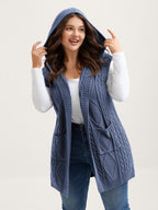 Twisted Hooded Sleeveless Knit Cardigan