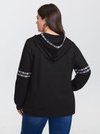 Pure Cotton Stretchy Boho Detail Hoodie