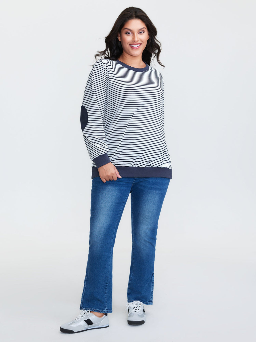 Colorblock Stripe Round Neck Sweatshirt