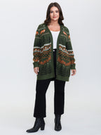 Fox in Forest Contrast Knit Cardigan