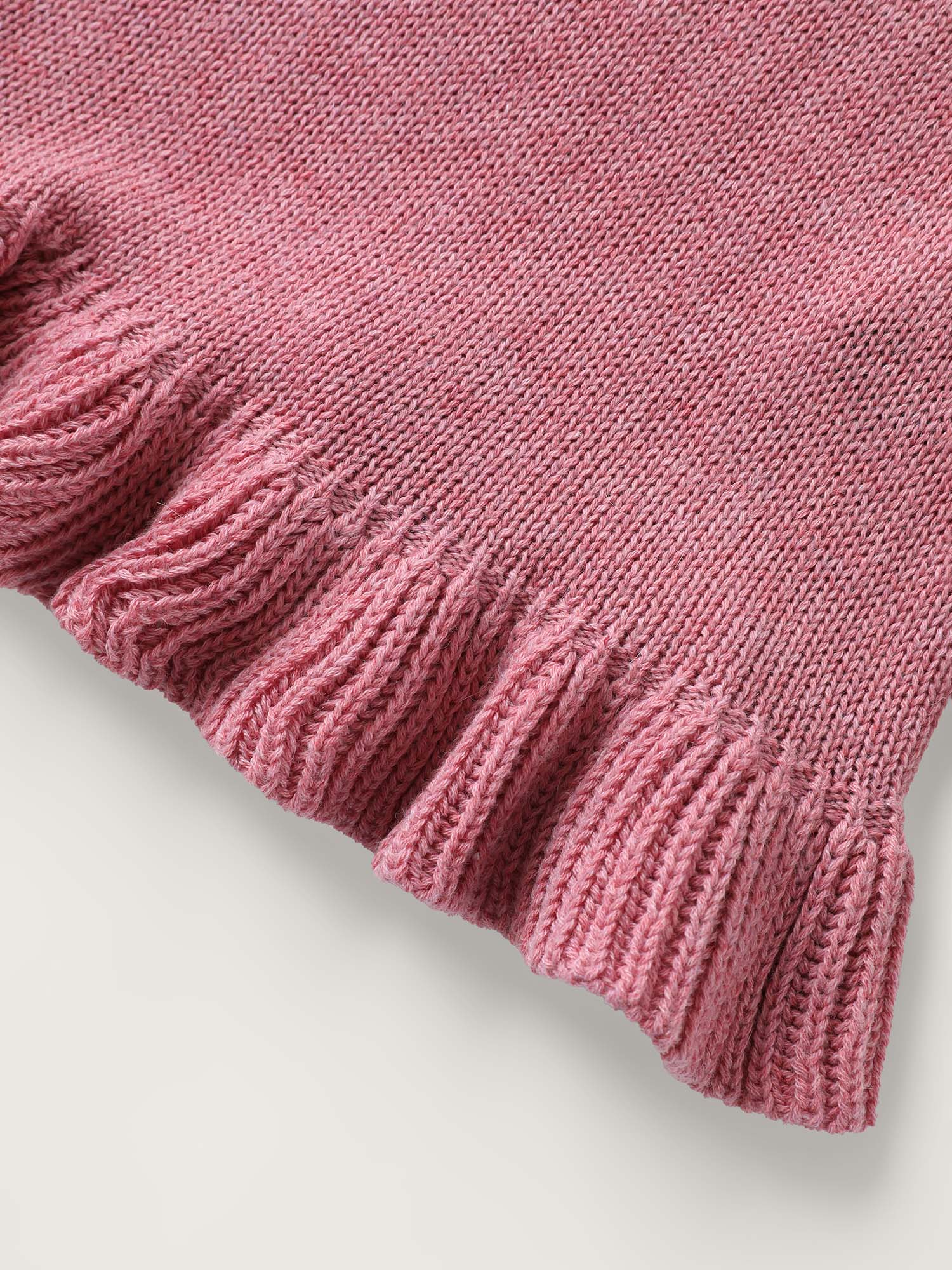 Supersoft Textured Floral Button Ruffled Hem Knit Cardigan