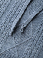 Cable Knit Curvy Hem Hooded Pullover