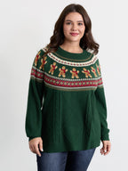Gingerbread Fair-Isle Contrast Pullover
