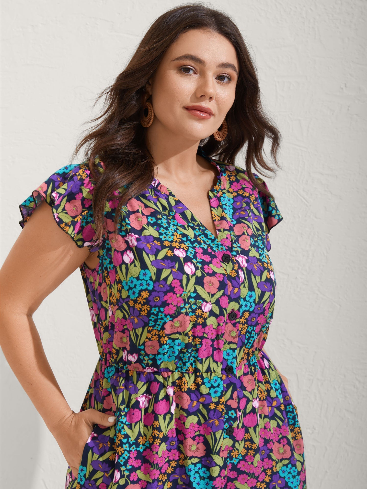 Sunkissed Floral Print Button Wide-Leg Jumpsuit