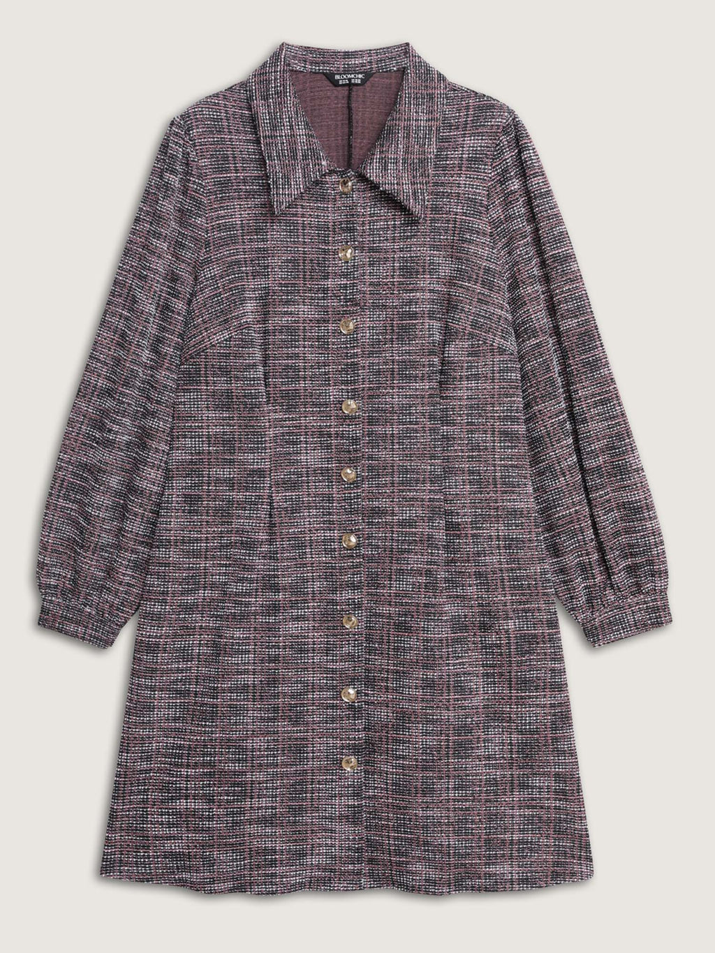 Color Fusion Checkered Print Shirt Dress