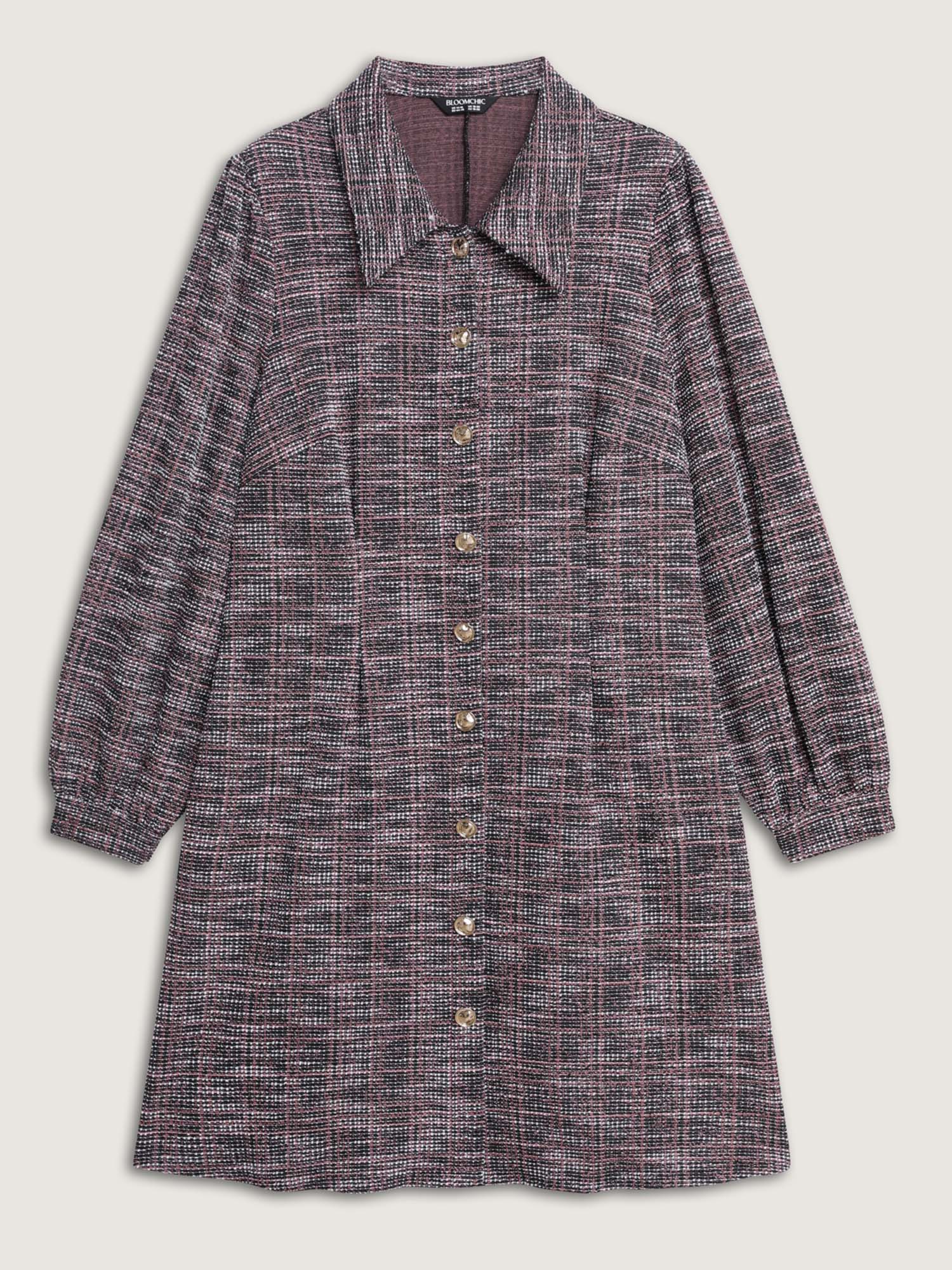 Color Fusion Checkered Print Shirt Dress