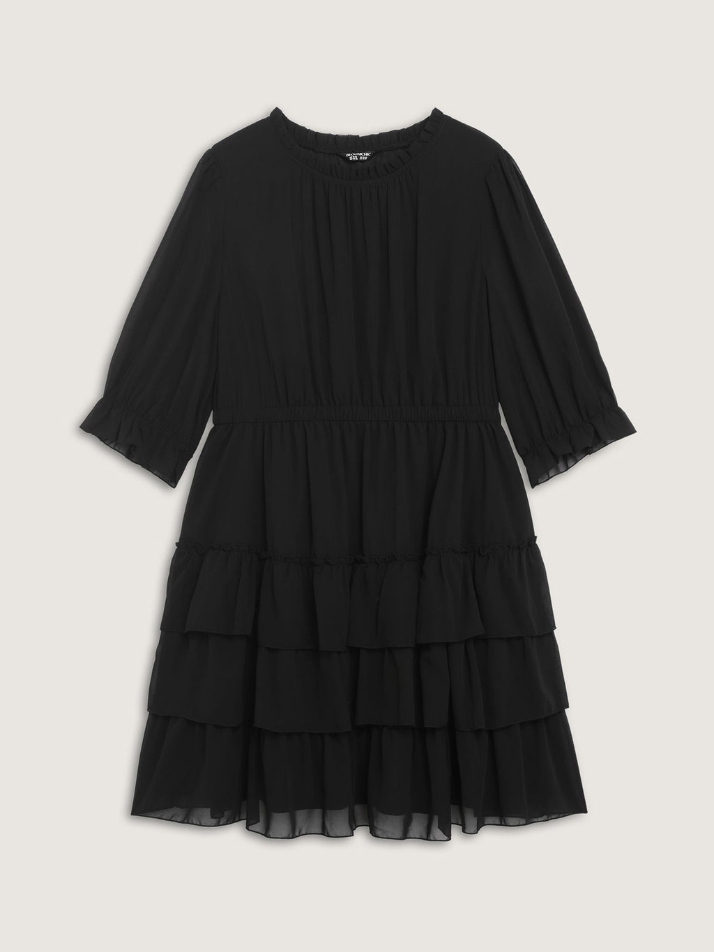 Three-Quarter Sleeve Tulle Skirt Knee-Length Dress