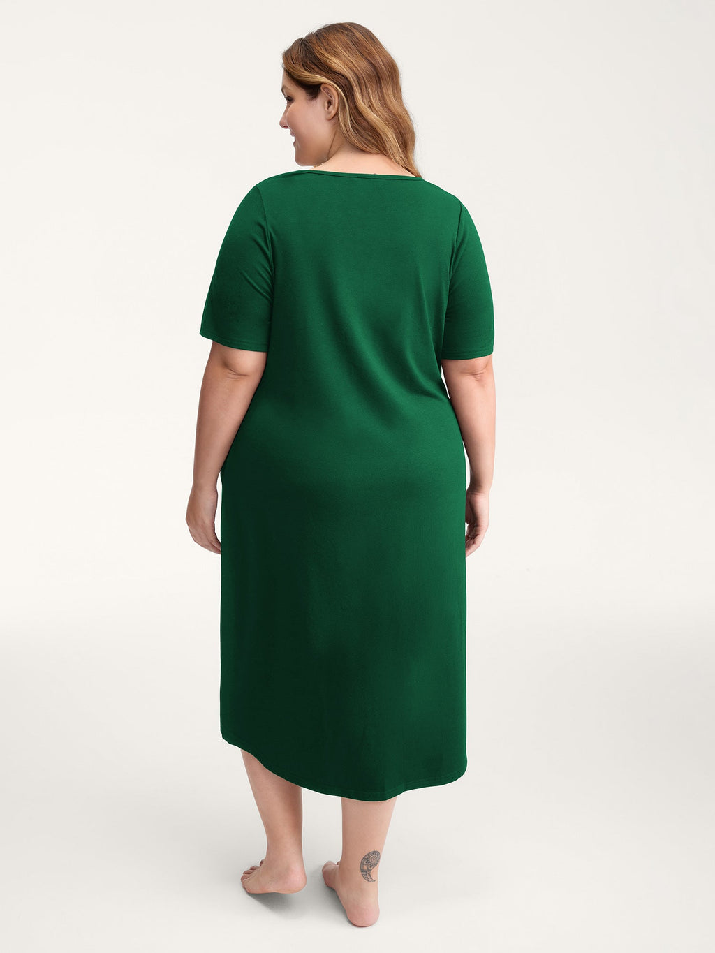 Happy Cat Print Stretchy Contrast Sleep Dress