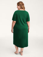 Happy Cat Print Stretchy Contrast Sleep Dress