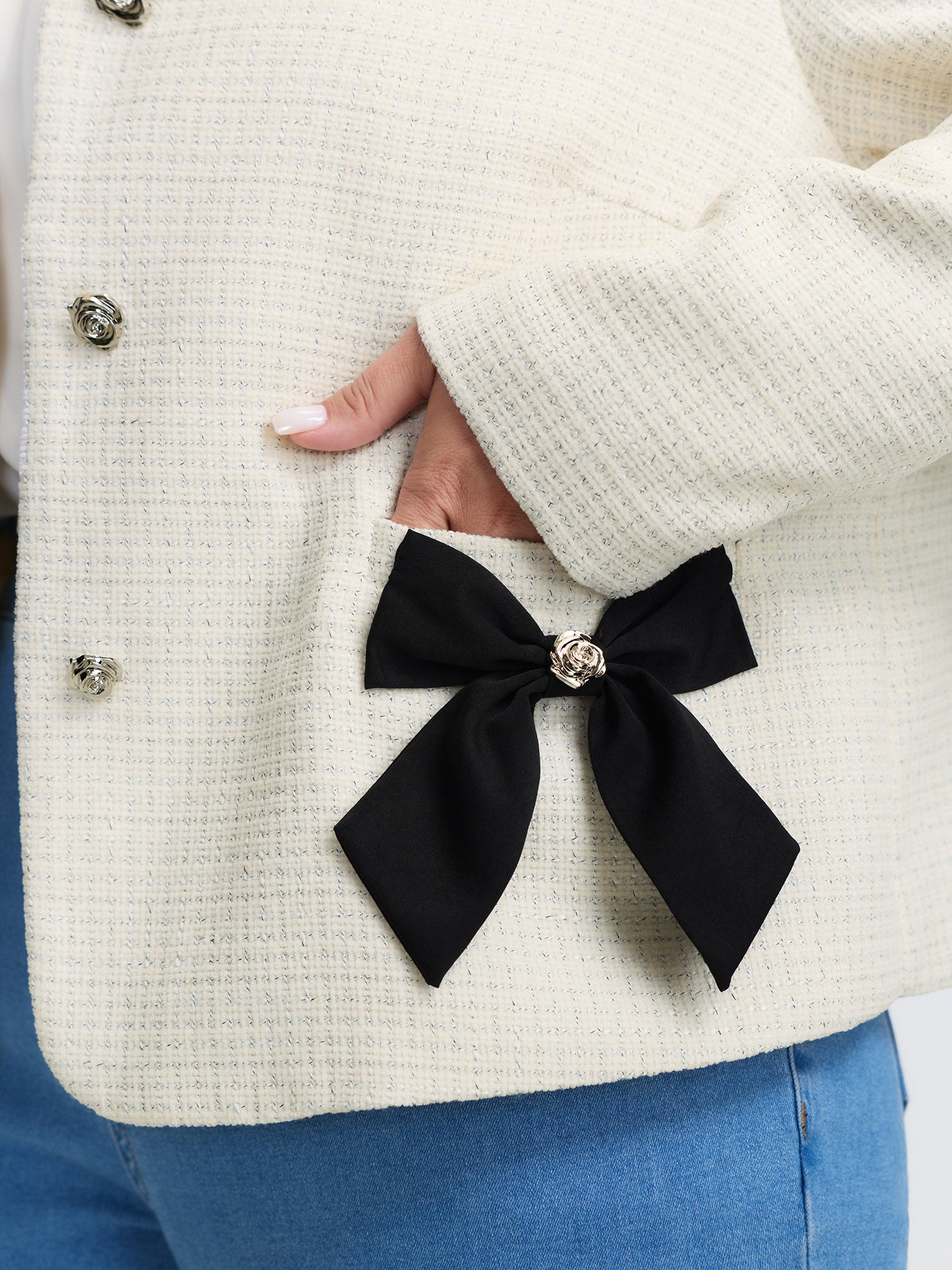 Tweed Bowknot Cropped Coat