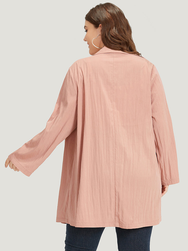 Plain Lapel Collar Asymmetrical Tab Sleeve Coat