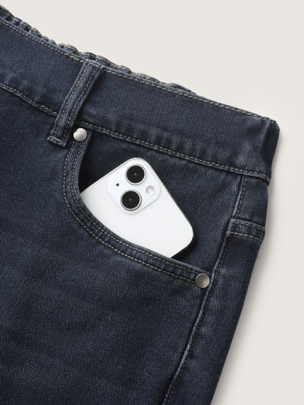 Stretchy Waist Retro Wash Wide-Leg Jeans