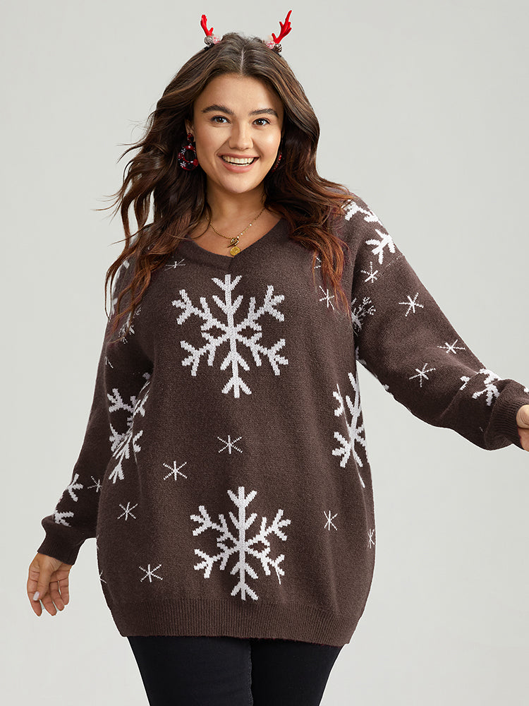 Anti-Pilling Snowflake Print Pullover