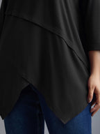 Asymmetrical Hem Overlap Long T-shirt