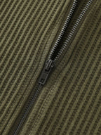 Ribbed Texture Pockets Hooded Coat