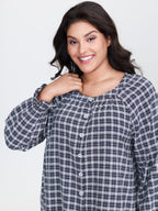 Gingham Ruffled Hem Loungewear Set