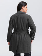 Houndstooth Button Detail Belted Coat