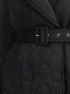 Quilted Adjustable Belt Solid Color Coat