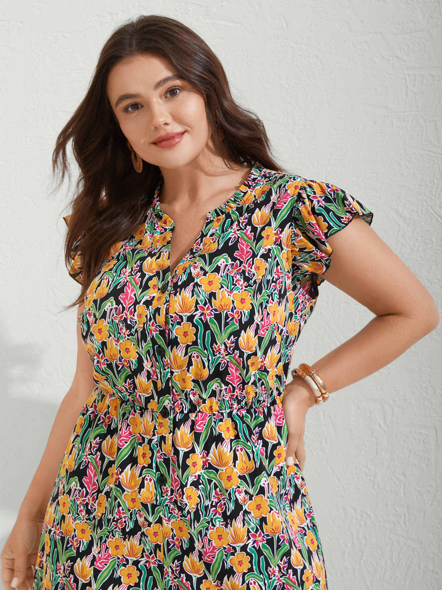 Sunkissed Floral Print Button Wide-Leg Jumpsuit