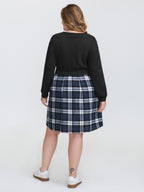 Layered Plaid Pockets Midi Dress