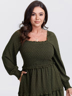 Textured Polka Dots Tiered Maxi Dress