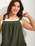 Pure Cotton Pleated Pockets Midi Dress