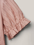 Cotton Square Neck Ruffled Sleeve Shirt