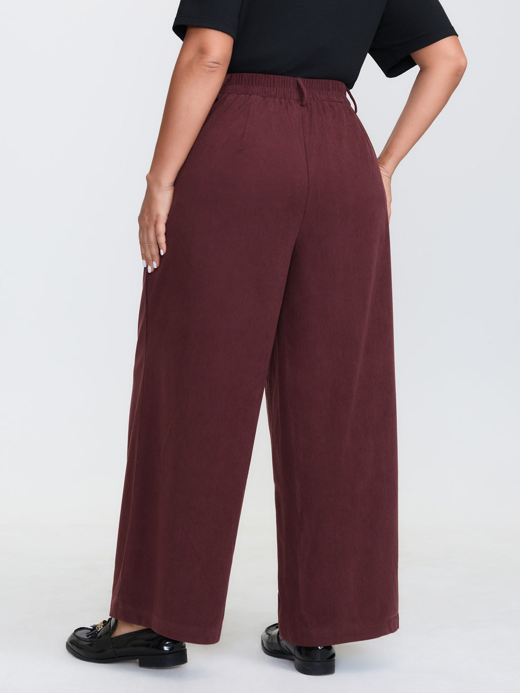 Corduroy Patch Pockets Ribbed Pants
