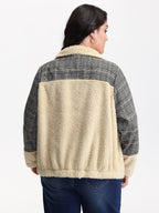 Plush Patchwork Patch Pockets Jacket