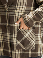Plaid Patched Pocket Button Through Coat