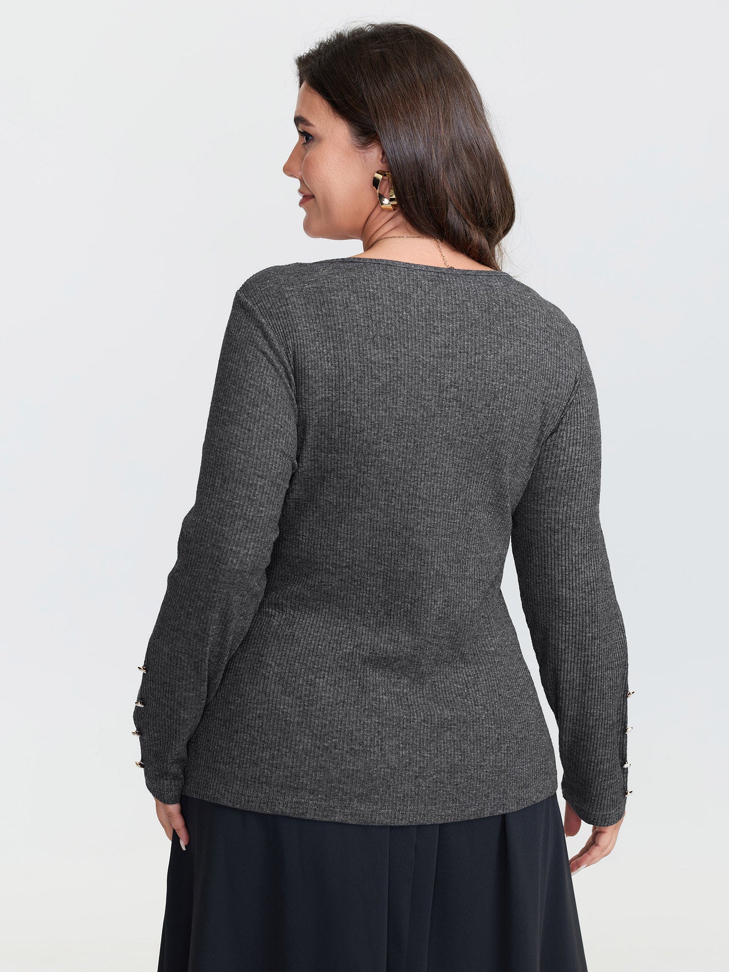 Stretchy Cross Neck Cutout Ribbed Knit Top