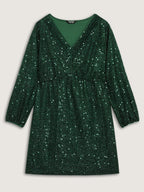 Shimmery Sequin V-Neck Knee Dress